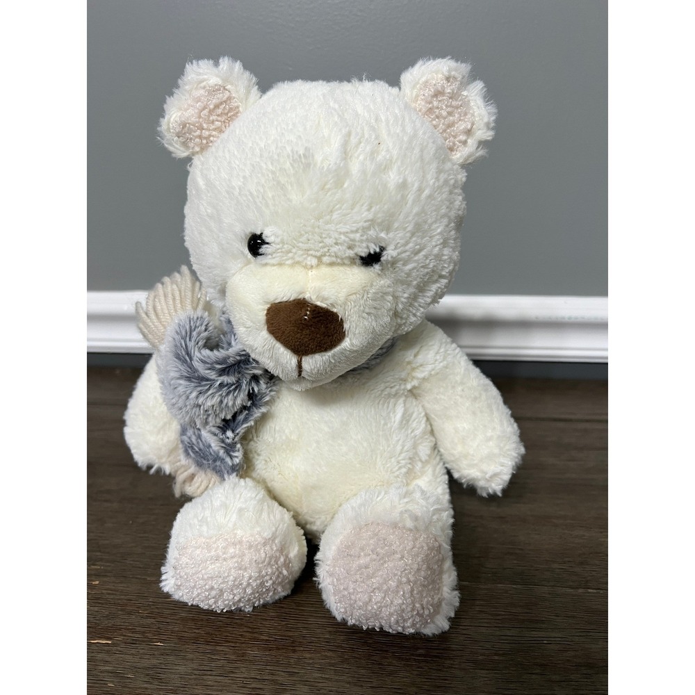 Animal Adventure Cream Teddy Bear Comfort Cuddles Plush Gray Scarf Stuffed Toy